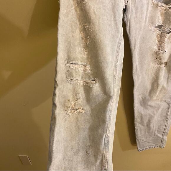 VNTG LEVIS destroyed high waisted mom jeans 33x36 grunge made in USA - Picture 8 of 11